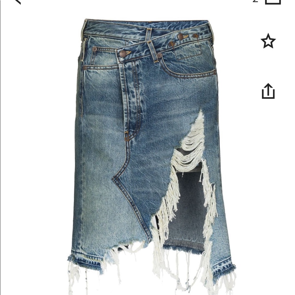 R13 norbury demin midi skirt SZ 27 Run large NWT